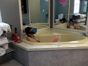Preview 1 of Private video of Sweet Dova masturbating with big dildos and VR in bathtub with large mirrors