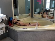 Preview 4 of Private video of Sweet Dova masturbating with big dildos and VR in bathtub with large mirrors
