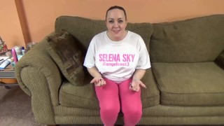 ChickPass - Curvy MILF Selena Sky rips her leggings to do a toy