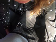 Preview 6 of Girlfriend in Stockings Sucks Dick and Swallows Cum in Auto Parked in Public Park