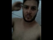 Preview 5 of Fat man taking a shower of hard cock