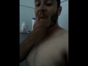 Preview 6 of Fat man taking a shower of hard cock