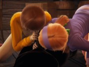 Preview 4 of Scooby Doo - Velma and Daphne Halloween threesome - 3D Porn