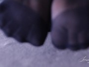 Preview 2 of Blue pantyhose footjob | Cum on nylon feet