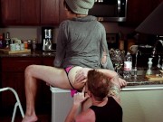 Preview 1 of Bubble Butt Twink Scotty gets Bred, Rimmed, and Blown on the Counter by Twunk Husband Brock