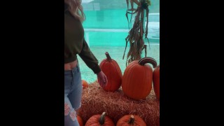Pumpkin Smashing with Blonde Big Tits KENZIE TAYLOR for Halloween Trick or Treat
