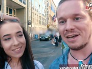 Preview 1 of Au Pair student teen public pkck up blind date at street from berlin