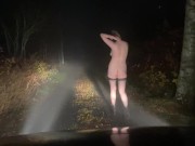 Preview 1 of Taking a walk with my slut in the woods!! She walks next to the car!!!!
