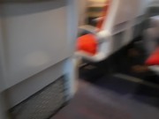 Preview 1 of Public dick flash in the train ended up with risky handjob and blowjob from a stranger. Got caught.