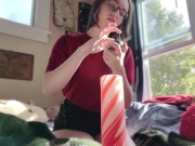 Preview 1 of Little stoner slut strips and takes bong rips