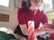 Preview 2 of Little stoner slut strips and takes bong rips