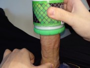 Preview 3 of Teen fucks fleshlight and then puts on a condom and cums in it and jerks off his sperm
