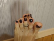 Preview 5 of Spreading and Wiggling Long sexy Toes with toerings - OlgaNovem