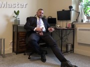Preview 3 of DILF in suit and tie jerks his uncut cock before online meeting cums on formal shoes PREVIEW