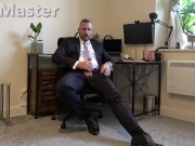 Preview 6 of DILF in suit and tie jerks his uncut cock before online meeting cums on formal shoes PREVIEW