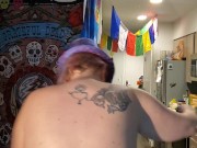 Preview 2 of Rollerblading UGLY FAT GIRL is naked and hairy BBW MILF Roller derby lesbian alternative fat ass