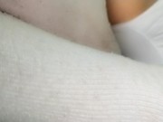 Preview 5 of Twink shows and cums on his white socks after wearing it all day and night - Morning cumshot