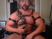Preview 1 of Solo JO session, cigar smoking leather muscle bear daddy