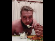 Preview 4 of Eating mash potatoes from my ass and drinking my piss and cum