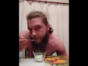 Preview 6 of Eating mash potatoes from my ass and drinking my piss and cum