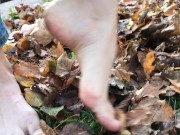 Preview 3 of Bare feet and crispy, dirty foliage!
