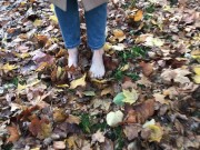 Preview 6 of Bare feet and crispy, dirty foliage!