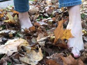 Preview 1 of Bare feet and crispy, dirty foliage! TRAILER