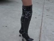 Preview 1 of Vintage Car Babe Wearing Sexy Long Leather Boots