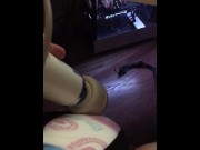 Preview 3 of Diaper Trans girl, puslates and cum's in her bunny hop diapers and onsie