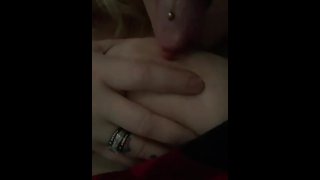 Hot wife loves licking her own nipple