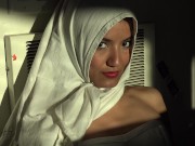 Preview 1 of Beautiful Eyes White Hijab Arab Girl
