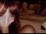 Preview 2 of Petite Tattooed Redhead Gets Fucked on Snapchat With Neon Moon Filter, Suck and Fuck