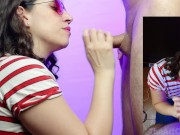 Preview 6 of Red sunglasses! - CFNM Blowjob, Facial, Cum licking & Swallow!