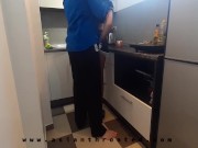 Preview 2 of Hot asian maid fucked rough in the kitchen. VERY DEEP FACEFUCK!!