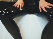 Preview 4 of Girl in latex catsuit in bath