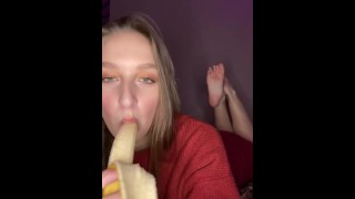  banana sucking. Blow job 