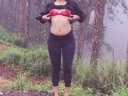 Preview 4 of Risky outdoor sex in the mountains and swallowing cum (nervous first time)