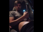 Preview 1 of Jacking off in my CAR in PUBLIC! Dirty talking and moaning loud like a slut until I eat my own cum!