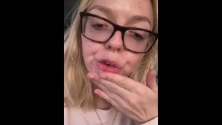 Horny teen sucked and swallowed me on our road trip - Amateur POV