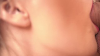 Close-Up Blowjob Double CIM , Sensational ASMR Dick Sucking Sloppy BlowJob Cum Mouth