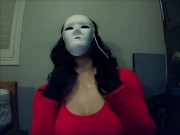 Preview 1 of Jane Pt1! Mysterious white mask girl playing with her tits, but who is she?