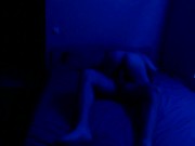 Preview 4 of Female orgasm and teen couple sex at night in neon light
