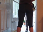 Preview 1 of My Wife Wet Her Leggings in front of the Delivery Guy