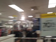 Preview 3 of milf rubs pussy in busy clothing store