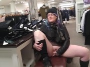 Preview 4 of milf rubs pussy in busy clothing store
