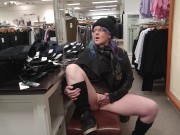 Preview 5 of milf rubs pussy in busy clothing store