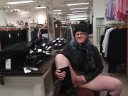 Preview 6 of milf rubs pussy in busy clothing store