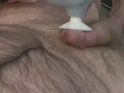 Preview 3 of massaging my semi hard dick with moaning & shaking cum on my hairy body