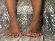 Preview 3 of Kittys pretty chocolate feet toe rings and anklets with painted toes