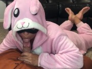 Preview 2 of Bunny girl gives foot pose blowjob